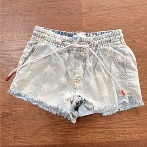 Star-Patterned Light Blue Denim Shorts